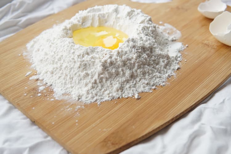 flour and eggs to make the dough